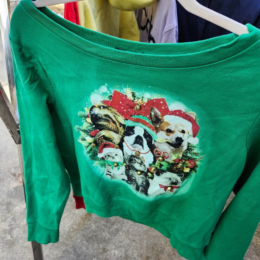 Green Cat Ugly Christmas Sweatshirt
